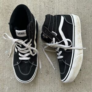 Vans SK8 Hi  Black Kids Shoes High top Shoe youth white original Missy size 6